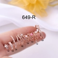 Vue détaillée de huit modèles uniques de piercings d'oreille en acier doré et rose - Style 7(7#) / Or rose