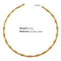 Minimalist 18K gold-plated stainless steel bamboo collar necklace for women - 4.3mm Thickness/Adjustable Opening / Gold Choker