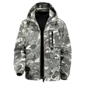 Men's outdoor camo hooded windbreaker with water-resistant fabric and utility pockets - Light Khaki