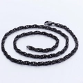 Mens punk style black stainless steel twist rope chain necklace with lobster clasp - 3.5mm Width 66cm Length (KN81771-K)