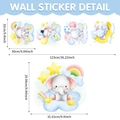 Detailed dimensions of watercolor elephant wall stickers for nursery wall decoration - Cartoon Elephant - 4 Pieces (10029T_T)