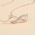 Elegant 925 sterling silver necklace with rose gold infinity pendant and small zircon stones - 925 Silver / DY724 Rose Gold Infinity Rhinestone (With Cross Chain)
