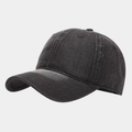 Detail view of washed charcoal denim baseball cap showing fabric texture and seams - Adjustable / Dark Gray