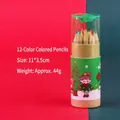Christmas stationery gift set featuring 12 colored pencils in a themed cylindrical case - Christmas Colored Pencils - Girl