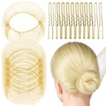 Gouden haarnetje en U-vormige spelden voor professionele knotjes haarstyling - 50 gouden netten + 40 U-pinnen / Goud