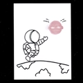 20mm natural pink crystal agate planet stone on a creative astronaut themed card - Rose Quartz