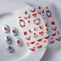 5D red rose embossed nail stickers with romantic letters and heart patterns for DIY manicure - Red Rose Romantic Text (TS-160)