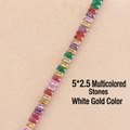 Bracelet tennis en zircone arc-en-ciel avec pierres multicolores et placage argent - Zircon Arc-en-Ciel Horizontal (5*2.5mm) - Plaqué Or Blanc