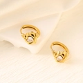 Pendientes de acero inoxidable bañados en oro 18K con circonitas de corazón - Oro (Corazón)