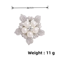 Silver star brooch with pearl center and leaf texture, 36mm size and 11g weight variant - Silver Camellia