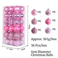Set di 36 palline di Natale rosa con finitura opaca lucida e glitterata decoro 6cm - Rosa