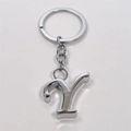 Minimalist silver alloy keychain with polished metal letter Y pendant and key ring - Letter Y / Silver