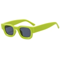 Retro square neon green sunglasses with minimalist thick frame and candy color style - Green Frame Grey Lens