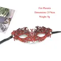 Red lace masquerade mask with intricate embroidery, size 21x8cm and weight 9g - Phoenix - Red