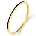 Minimalistischer vergoldeter Edelstahl-Armreif mit schwarzer Emaille und Scharnier - 3mm / Gold Schwarz