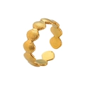 Detail of a golden open ring featuring textured shell patterns and matte metallic finish - Gold Shell Wave
