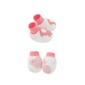 Set di due paia di calzini per neonati bianchi e rosa con disegni di conigli e polsini - Set Guanti e Scarpine Coniglio Rosa