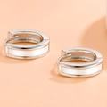 Minimalistische S925 Sterling Silber Creolen mit elegantem weißem Emaille-Inlay-Design - Weiß