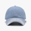 Vintage washed light blue baseball cap with distressed brim and six-panel cotton design - Adjustable / Grey Blue