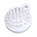 White silicone hair scalp massager brush with pointed bristles and hanging ring loop - Small Size With Hook / White
