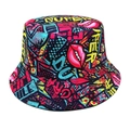 Graffiti bucket hat with colorful red lips and SUPER text pattern for outdoor casual wear - M (56-58cm) / Graffiti Pattern 1# (Reversible)
