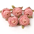 Set de cinco rosas de seda rosa artificiales con pétalos en capas para decoración de bodas - #9 Rosa de Borde Quemado (Pack de 5)