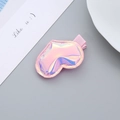 Cute holographic heart hair clip for girls with colorful iridescent finish and pink clip - Pink Heart