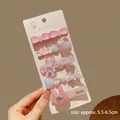 5-piece sweet rhinestone pearl hair clip set in pink and purple colors on a display card - #16#5198 Pink Rabbit 5-piece Set