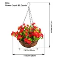 Hängekorb mit roten und gelben Gänseblümchen, Metallkette und Kokosfaser-Einlage - Rote Blumen Hängekorb