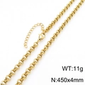 Collar de cruz dorado con cierre de langosta y cadena de extensión ajustable, 450x4mm - Estilo Dorado de Doble Anillo Entrelazado(KN289065-Z)