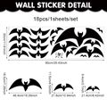 Set de 18 pegatinas de pared de murciélagos negros de PVC para decoración de fiesta Halloween - Estilo de Silueta de Murciélago Negro