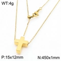 Golden stainless steel cross pendant necklace with adjustable chain dimensions 450x1mm - Gold Necklace (KN290514-Z)