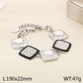Bracciale in argento con maglie in smalto nero e cristalli di vetro trasparente quadrati - Acciaio (KB187289-GC)