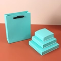 Tiffany blue jewelry packaging set with one paper handbag and three drawer boxes - Single Handbag (15.5*13*4) / Lake Blue