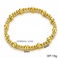 Elegant 18K gold-plated stainless steel bead bracelet with 4mm and 6mm polished beads - 4mm/6mm Bead Combination / Gold (KB184161-Z)