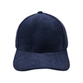 Detalle del tejido de pana azul oscuro en una gorra de béisbol de seis paneles - Talla Adulto (56-60cm) / Azul marino