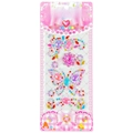 Colorful gemstone stickers with butterfly and flower patterns in pink card packaging - Flower & Large Butterfly / 8.5×21cm