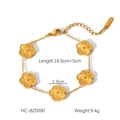 Detailed view of lucky five-petal flower gold bracelet with size and weight dimensions - Five-Petal Flower Pattern Gold Bracelet (HC-B20090)
