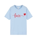 Light blue cotton short sleeve T-shirt with red love heart print graphic on white background - XS / Light Blue 317 (Red Print)