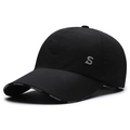 Black quick-dry sun protection baseball cap with side S patch and logo brim detail - Adjustable / Black