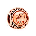 Rose gold zodiac ox charm with hollow star pattern for DIY bracelet jewelry - Taurus / Rose Gold