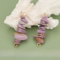 Natural Amethyst crystal beads with gold rings for DIY jewelry making and earrings - 11S Lepidolite (Set of 4)