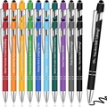 Funny ballpoint pens set with colorful barrels featuring humorous English phrases and stylus tips - Black Style Sarcastic Series 8