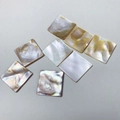Square natural white mother of pearl shell tiles with iridescent luster for DIY jewelry - Square Iridescent / 2x2cm/Double Side Polished