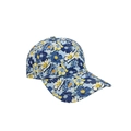 Blue digital print floral baseball cap with yellow flower pattern and curved brim - One Size Adjustable / 25# (Blue Yellow Full Print Floral)