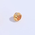 Gold S925 sterling silver hollow barrel bead with clear cubic zirconia for DIY jewelry - Three Round Zircons / Gold