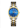 Classic Oruss quartz watch with blue sunray dial and two-tone silver gold steel strap - Two-tone Gold Blue Dial