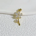 Gold-plated flower pendant charm with sparkling teardrop-shaped zircons for DIY jewelry - Gold Flower Clear Stone