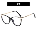 Cat-Eye Brillenrahmen in Schwarz-Gold, Modell C1 mit feinen Metalldetails - Hellschwarz