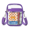 Bolso bandolera transparente de PVC morado para estadios con correa ajustable y cierres - Bolso Grande (17.5*6*22.5cm) / Púrpura